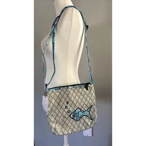 VERA BRADLEY Beach Crossbody Cross Body Bag Purse GO FISH BLUE $69